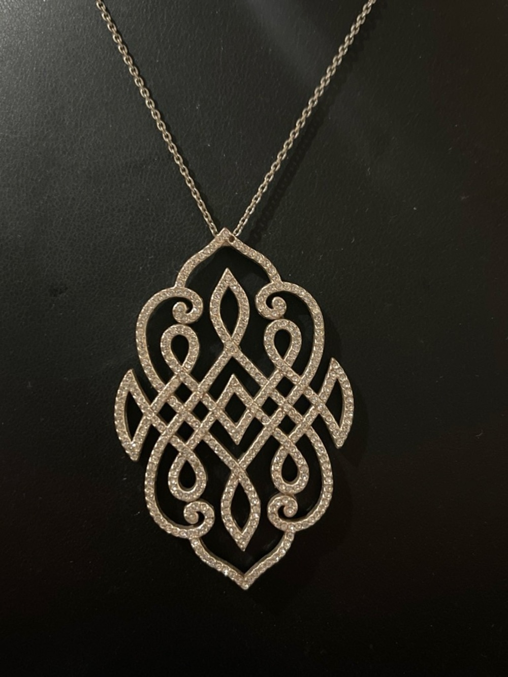 Brighton Silver-Tone Pave Filigree Pendant Necklace